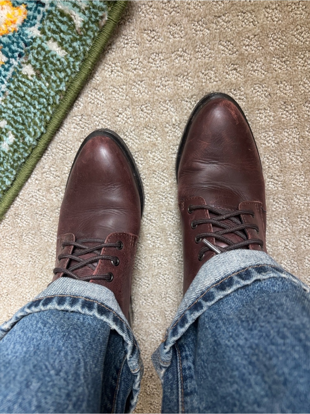 Jeffrey Campbell Women's distressed wine Lace-Up Leather Boots